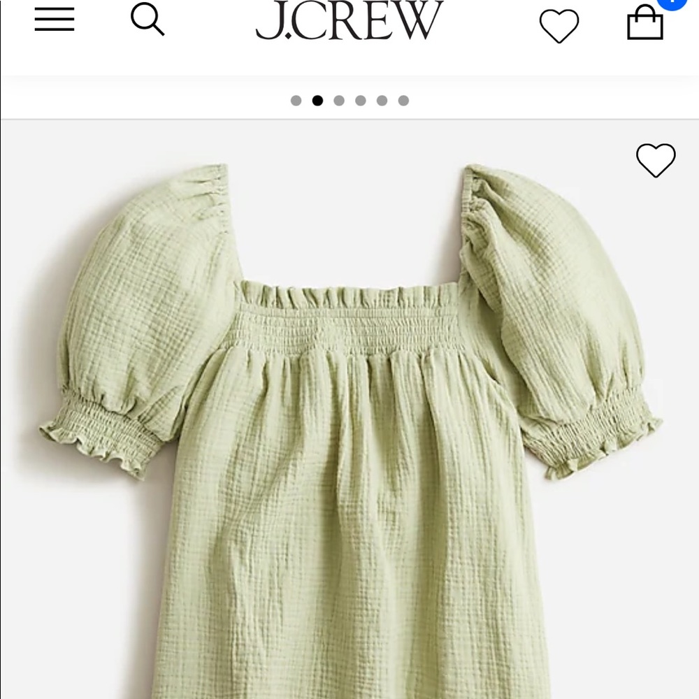 NWOT J.Crew green puff sleeve top size S